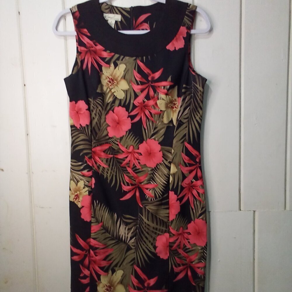 Kim Rogers Dress Women S Sleeveless Classic Career Floral Black Red Green